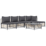 6 Piece Garden Lounge Set with Cushions Anthracite Poly Rattan - Side View
