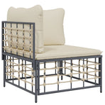 4 Piece Garden Lounge Set with Cushions Anthracite Poly Rattan