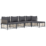 5 Piece Garden Lounge Set with Cushions Anthracite Poly Rattan - Side View