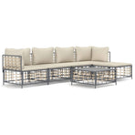 6 Piece Garden Lounge Set with Cushions Anthracite Poly Rattan