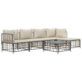 6 Piece Garden Lounge Set with Cushions Anthracite Poly Rattan - Side View