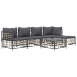 6 Piece Garden Lounge Set with Cushions Anthracite Poly Rattan - Side View