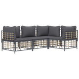 4 Piece Garden Lounge Set with Cushions Anthracite Poly Rattan