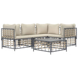 5 Piece Garden Lounge Set with Cushions Anthracite Poly Rattan - Side View