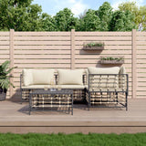 5 Piece Garden Lounge Set with Cushions Anthracite Poly Rattan