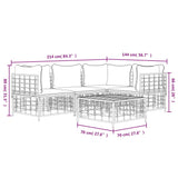 5 Piece Garden Lounge Set with Cushions Anthracite Poly Rattan
