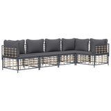 5 Piece Garden Lounge Set with Cushions Anthracite Poly Rattan - Side View