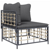 5 Piece Garden Lounge Set with Cushions Anthracite Poly Rattan - Top-Down View