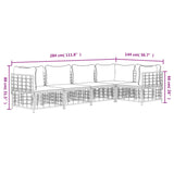 5 Piece Garden Lounge Set with Cushions Anthracite Poly Rattan - Low Angle