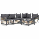 6 Piece Garden Lounge Set with Cushions Anthracite Poly Rattan