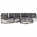 6 Piece Garden Lounge Set with Cushions Anthracite Poly Rattan