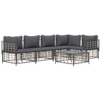6 Piece Garden Lounge Set with Cushions Anthracite Poly Rattan