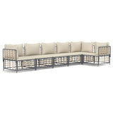6 Piece Garden Lounge Set with Cushions Anthracite Poly Rattan