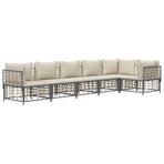 6 Piece Garden Lounge Set with Cushions Anthracite Poly Rattan