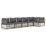 6 Piece Garden Lounge Set with Cushions Anthracite Poly Rattan - Front View