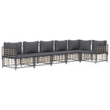 6 Piece Garden Lounge Set with Cushions Anthracite Poly Rattan - Side View