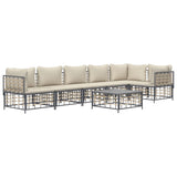 7 Piece Garden Lounge Set with Cushions Anthracite Poly Rattan - Side View