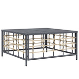 7 Piece Garden Lounge Set with Cushions Anthracite Poly Rattan - Rear View
