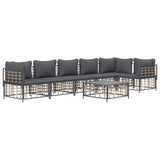7 Piece Garden Lounge Set with Cushions Anthracite Poly Rattan - Side View