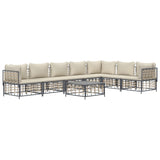8 Piece Garden Lounge Set with Cushions Anthracite Poly Rattan - Side View