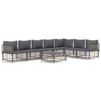 8 Piece Garden Lounge Set with Cushions Anthracite Poly Rattan