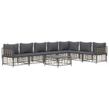 8 Piece Garden Lounge Set with Cushions Anthracite Poly Rattan