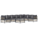 8 Piece Garden Lounge Set with Cushions Anthracite Poly Rattan