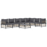 8 Piece Garden Lounge Set with Cushions Anthracite Poly Rattan - Side View
