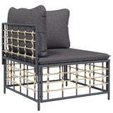 6 Piece Garden Lounge Set with Cushions Anthracite Poly Rattan - Top-Down View