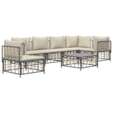 7 Piece Garden Lounge Set with Cushions Anthracite Poly Rattan - Side View