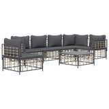 7 Piece Garden Lounge Set with Cushions Anthracite Poly Rattan