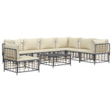 8 Piece Garden Lounge Set with Cushions Anthracite Poly Rattan