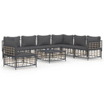 8 Piece Garden Lounge Set with Cushions Anthracite Poly Rattan