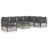 8 Piece Garden Lounge Set with Cushions Anthracite Poly Rattan - Front View
