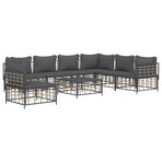 8 Piece Garden Lounge Set with Cushions Anthracite Poly Rattan
