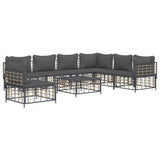 8 Piece Garden Lounge Set with Cushions Anthracite Poly Rattan - Side View