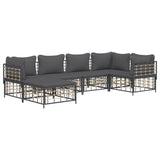 6 Piece Garden Lounge Set with Cushions Anthracite Poly Rattan