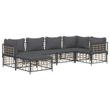 6 Piece Garden Lounge Set with Cushions Anthracite Poly Rattan - Side View