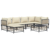 7 Piece Garden Lounge Set with Cushions Anthracite Poly Rattan - Side View