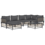 7 Piece Garden Lounge Set with Cushions Anthracite Poly Rattan - Side View