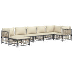 7 Piece Garden Lounge Set with Cushions Anthracite Poly Rattan