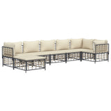 7 Piece Garden Lounge Set with Cushions Anthracite Poly Rattan - Side View