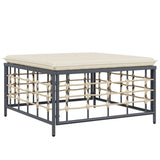 7 Piece Garden Lounge Set with Cushions Anthracite Poly Rattan - Rear View