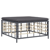 7 Piece Garden Lounge Set with Cushions Anthracite Poly Rattan - Rear View