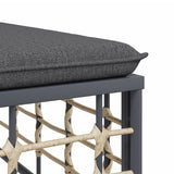 7 Piece Garden Lounge Set with Cushions Anthracite Poly Rattan - Close-Up Angle