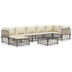 8 Piece Garden Lounge Set with Cushions Anthracite Poly Rattan