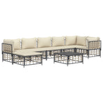 8 Piece Garden Lounge Set with Cushions Anthracite Poly Rattan