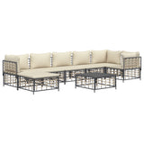 8 Piece Garden Lounge Set with Cushions Anthracite Poly Rattan - Side View