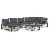 8 Piece Garden Lounge Set with Cushions Anthracite Poly Rattan - Front View