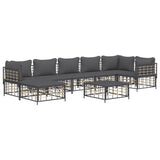 8 Piece Garden Lounge Set with Cushions Anthracite Poly Rattan - Side View
